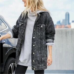 American Eagle Outfitters Oversized Boyfriend Black Denim Jacket
